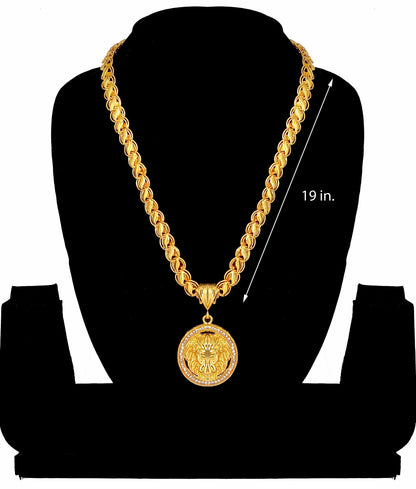 Luxurious Men's Gold Plated Pendant With Chain Vol 3 PRODUCT CODE (OS0006791)