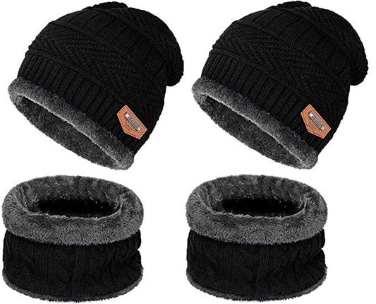 OS Winter Knit Neck Warmer Scarf and Set Skull Cap for Men Women Winter Cap for 2 Piece Combo Pack PRODUCT CODE (OS0010059)