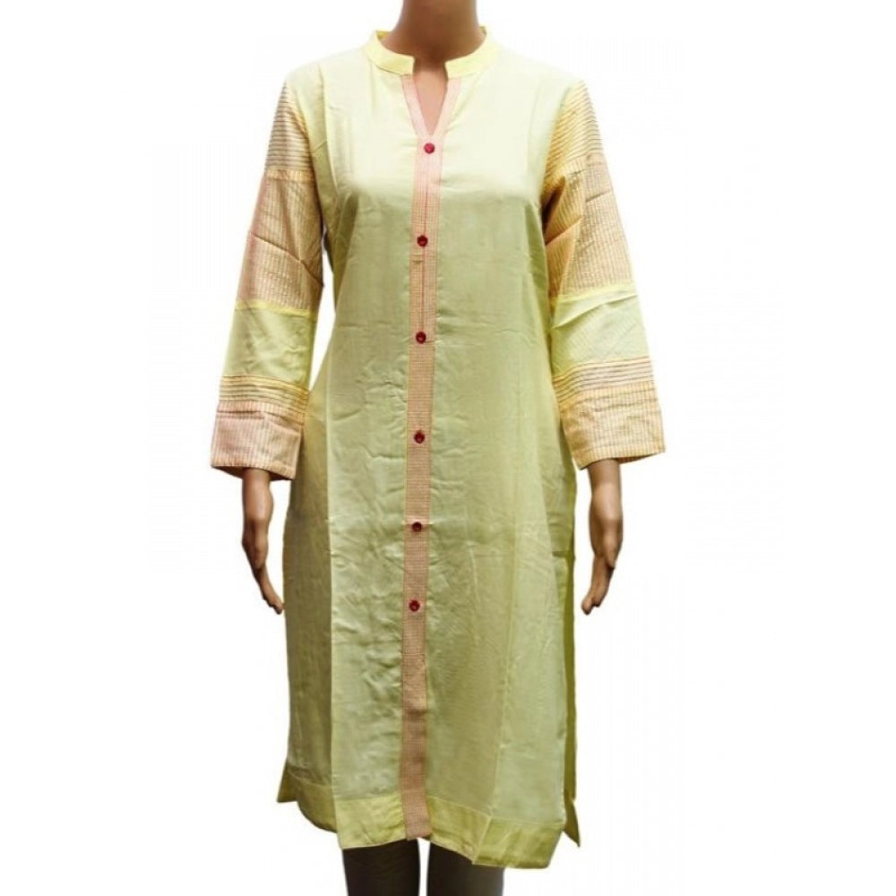 Generic Women's Rayon Kurtis (Lemon Yellow, XL)