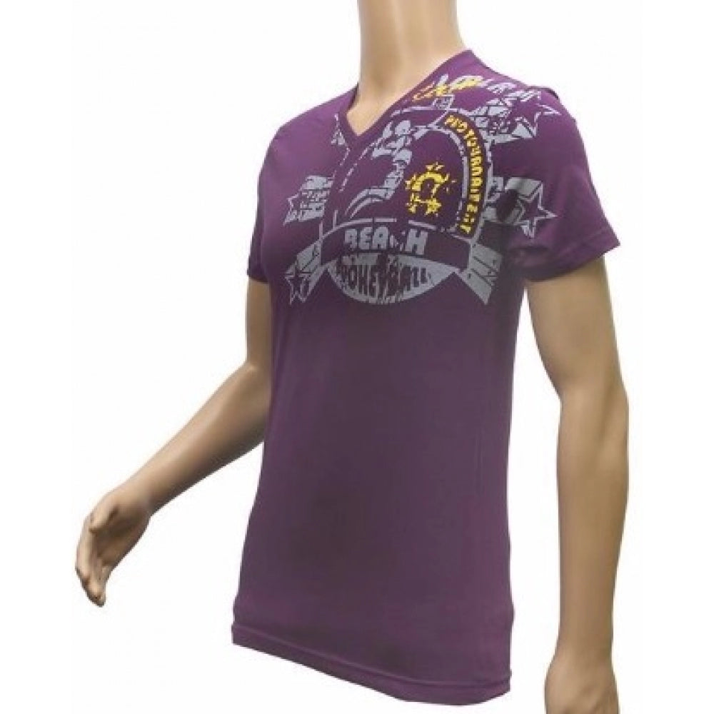 Generic Mens Hosiery Mix Printed Men Tshirts (Violet, S)