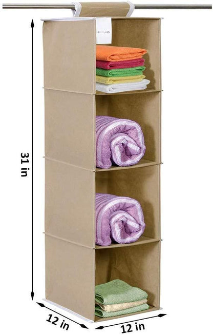 OS Cloth Organizer - Hanging 4 Shelves Wardrobe Organizer PRODUCT CODE (OS0004721)