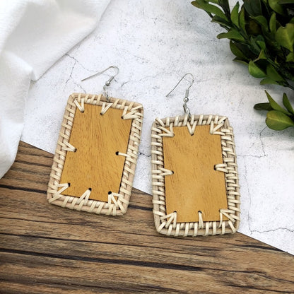 Vintage Forest Grass And Rattan Woven Handmade Earrings