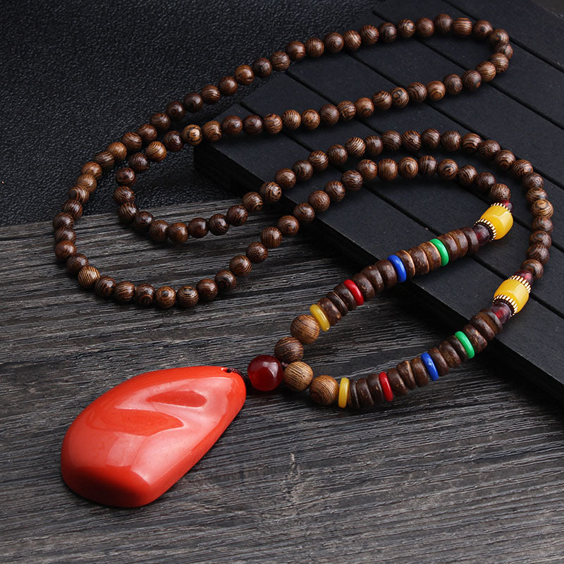 Men's And Women's Ethnic Necklaces Retro Wooden Beads