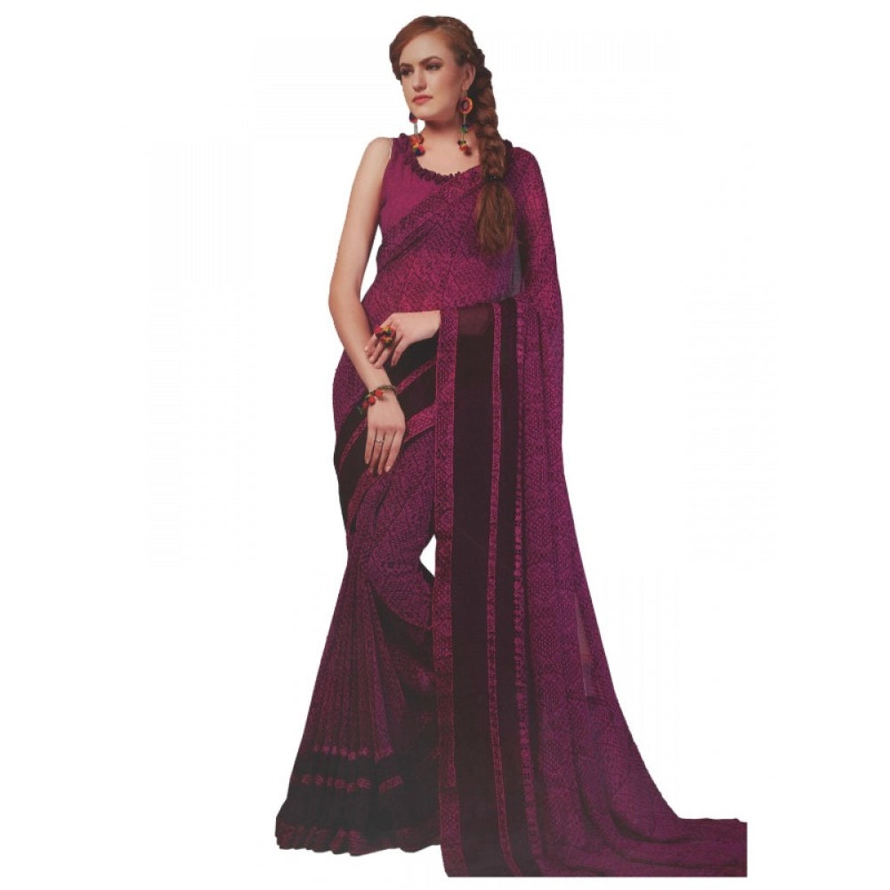 Generic Womens Georgette Digital Printed Saree (Purple, 6.25 Mtr)