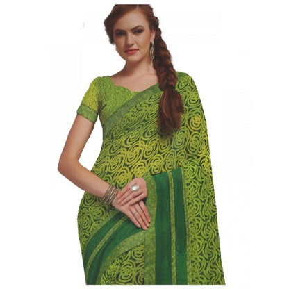 Generic Womens Georgette Digital Printed Saree (Green, 6.25 Mtr)