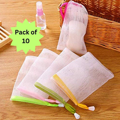 OS Exfoliating Mesh Soap Pouch Bubble Foam Net Soap Sack (Pack of 10) PRODUCT CODE (OS0004822)