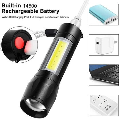 OS Electric Pocket Torch Plastic Rechargeable Flashlight with Hanging Rope PRODUCT CODE(OS0008375)