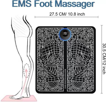 OS Foot Massager Feet Massage Machine ,Electronic Muscle Stimulator Massage Mat USB Rechargeable Massager (Black) PRODUCT CODE (OS0002057)