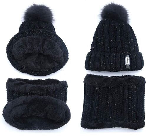 OS Women's  Winter Soft Warm 1 Set Snow Proof Ball Cap / Woolen Beanie Cap with Scarf PRODUCT CODE (OS0010070)