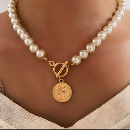 AVR JEWELS Pearl Coin Chain Necklace For Women PRODUCT CODE (OS0006897)