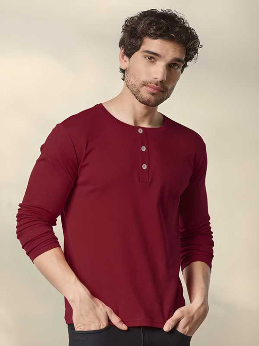 Mens Full Sleeve Cotton Henley T-shirt PRODUCT CODE (GMG0005131)