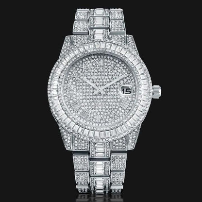 OS Golden Stone Studded Diamond Wrist Watch For Boys & Men PRODUCT CODE (OS0008282)