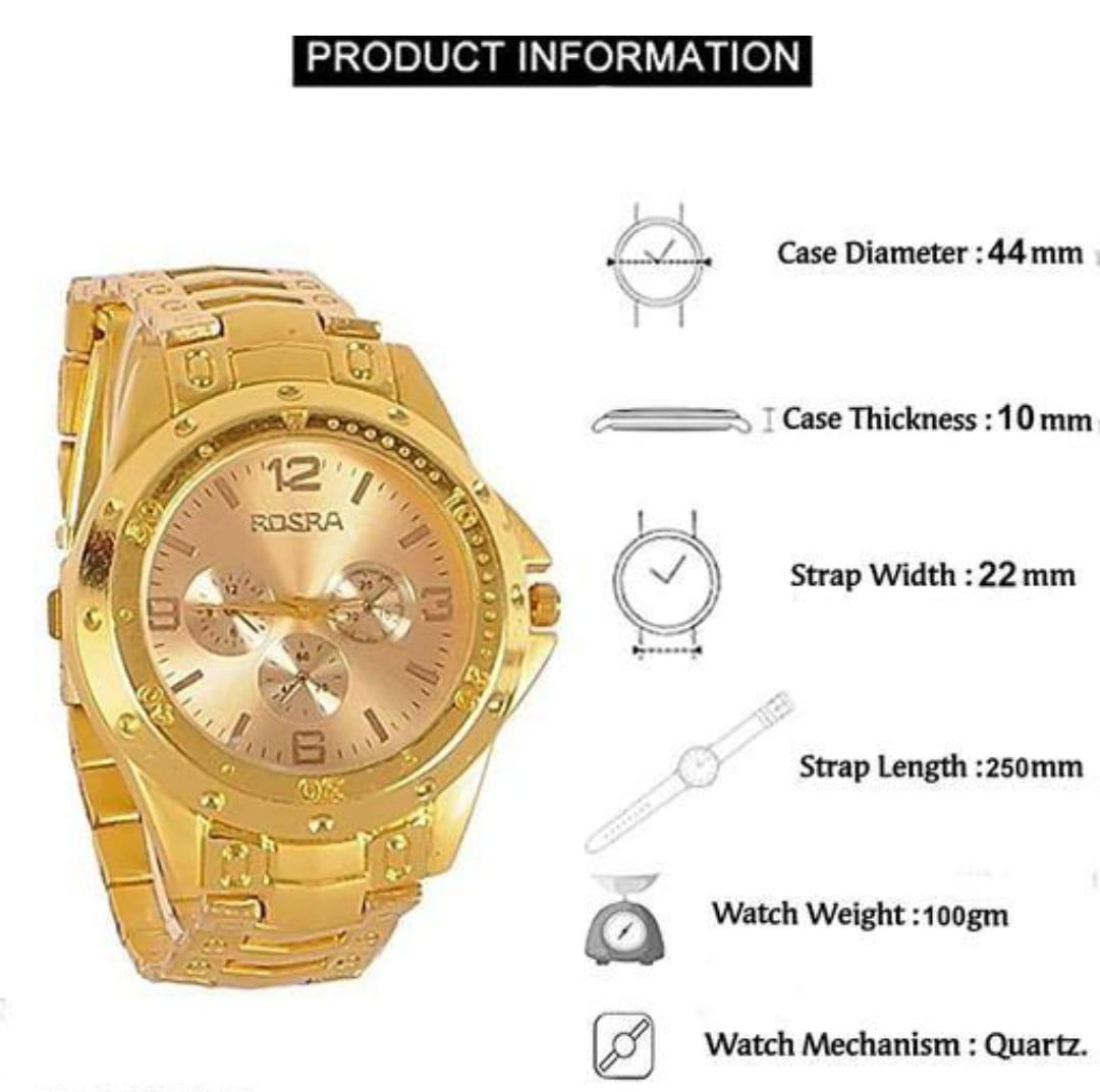 OS Men's Golden Stainless Steel Watches PRODUCT CODE (OS0008301)