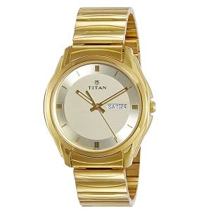 OS STYLISH TITAN ANALOG WATCH WITH DAY & DATE - GOLDEN PRODUCT CODE (OS0008287)