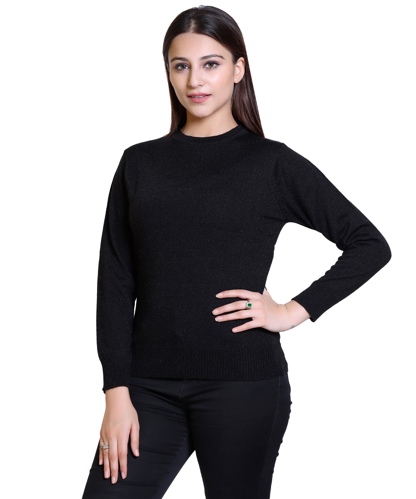 Women's Solid Woolen Full Sleeves Sweater