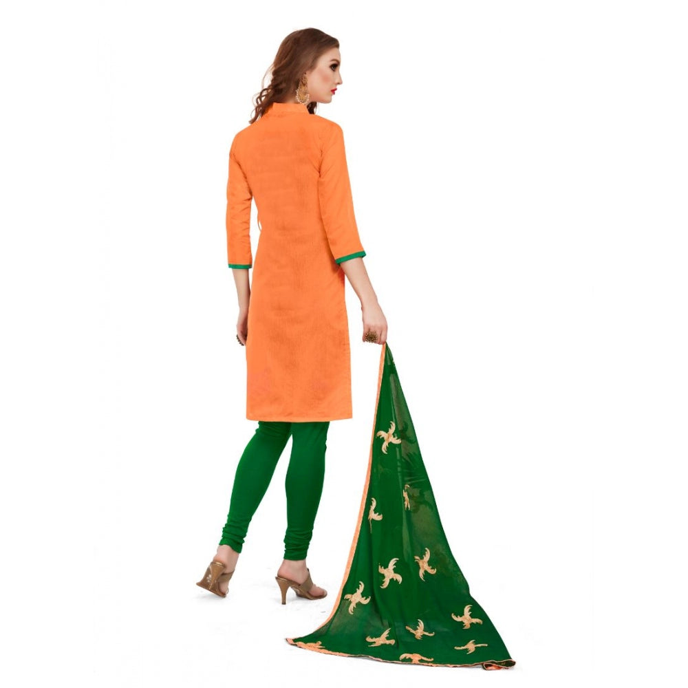 Generic Women's Banarasi Jacquard Unstitched Salwar-Suit Material With Dupatta (Oranage, 2-2.5mtrs)