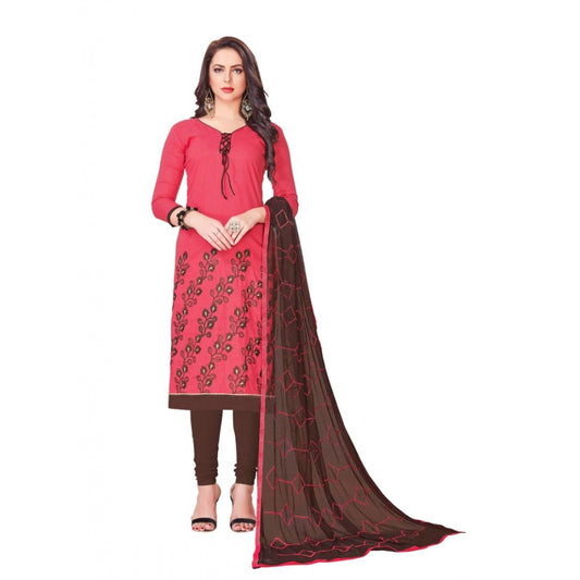 Generic Women's Slub Cotton Unstitched Salwar-Suit Material With Dupatta (Pige , 2-2.5mtrs)