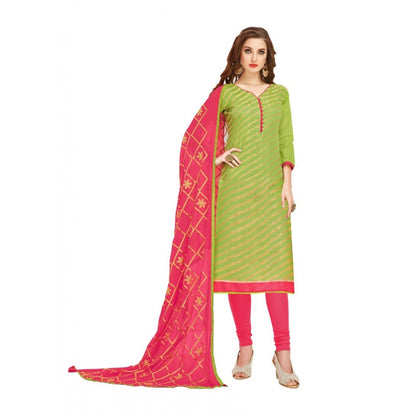 Generic Women's Banarasi Jacquard Unstitched Salwar-Suit Material With Dupatta (Green, 2-2.5mtrs)