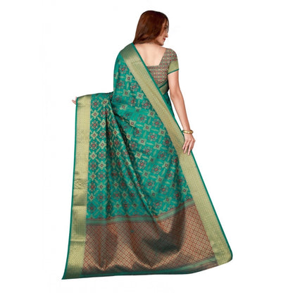 Generic Women's Kanjivaram Silk Saree with Blouse (Green, 5-6 Mtrs)