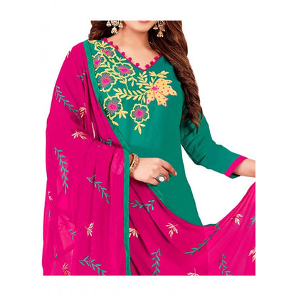 Generic Women's Glaze Cotton Unstitched Salwar-Suit Material With Dupatta (Turquoise, 2 Mtr)