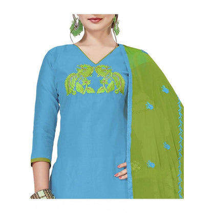 Generic Women's Modal Silk Unstitched Salwar-Suit Material With Dupatta (Sky Blue, 2 Mtr)