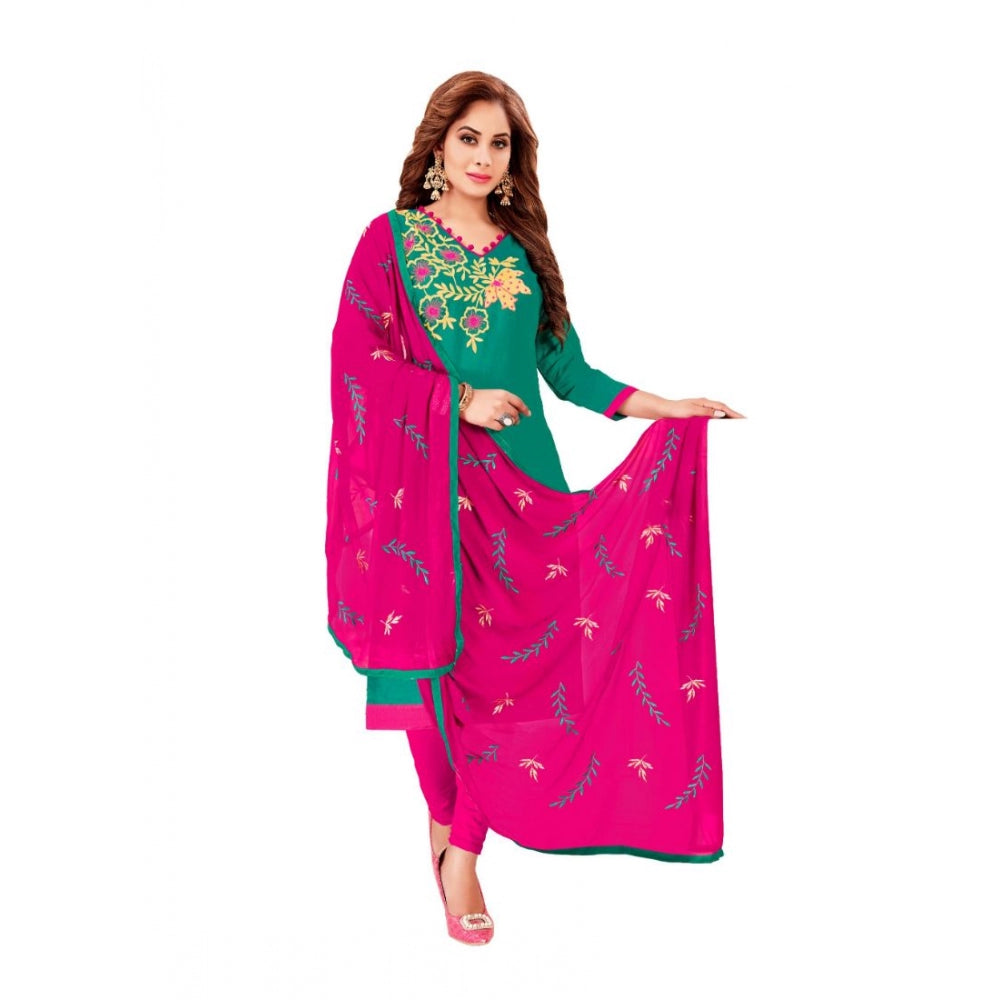 Generic Women's Glaze Cotton Unstitched Salwar-Suit Material With Dupatta (Turquoise, 2 Mtr)