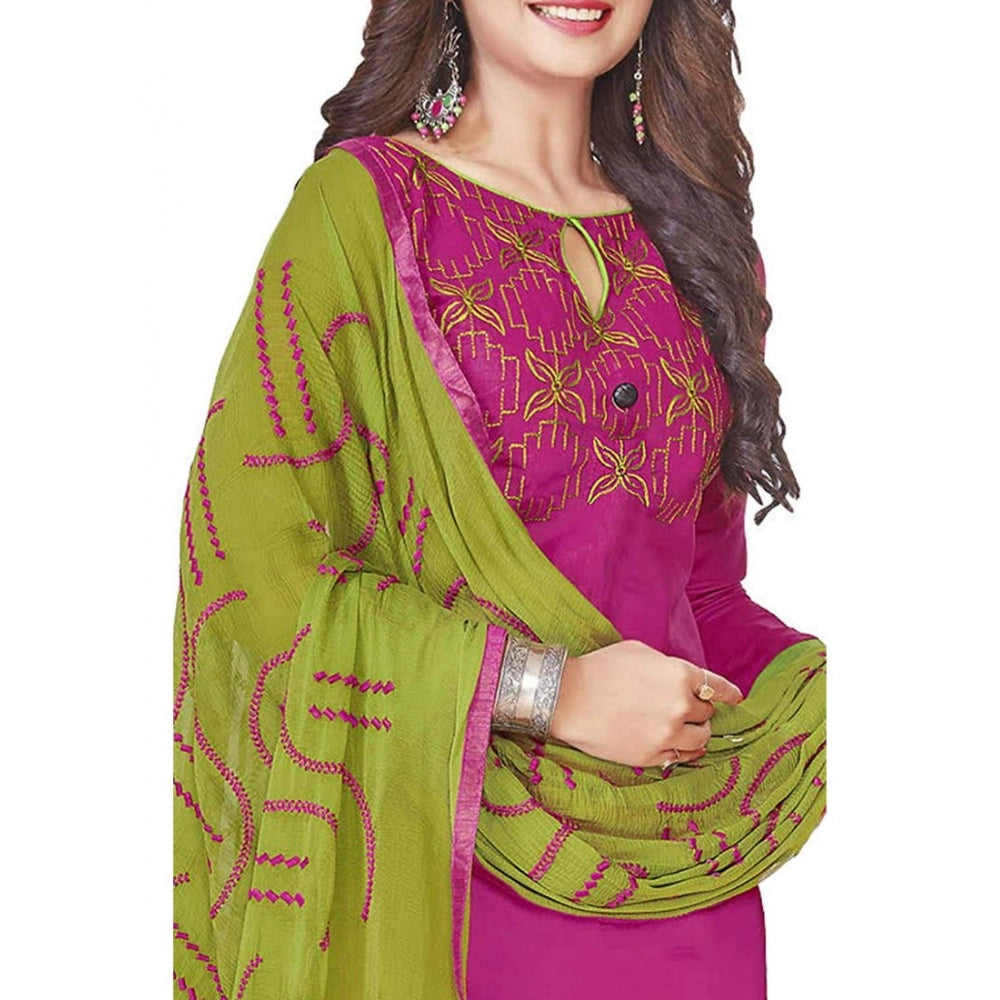 Generic Women's Glaze Cotton Unstitched Salwar-Suit Material With Dupatta (Pink, 2 Mtr)