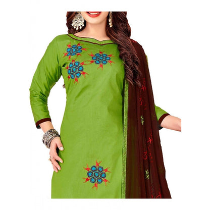 Generic Women's Glaze Cotton Unstitched Salwar-Suit Material With Dupatta (Green, 2 Mtr)