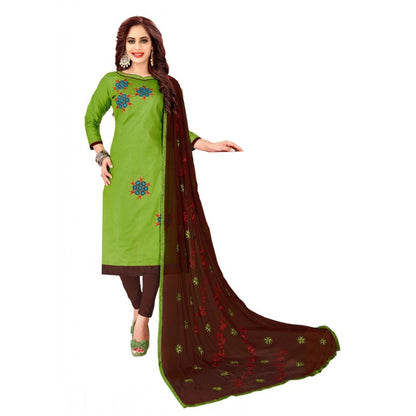 Generic Women's Glaze Cotton Unstitched Salwar-Suit Material With Dupatta (Green, 2 Mtr)