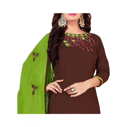 Generic Women's Glaze Cotton Unstitched Salwar-Suit Material With Dupatta (Brown, 2 Mtr)