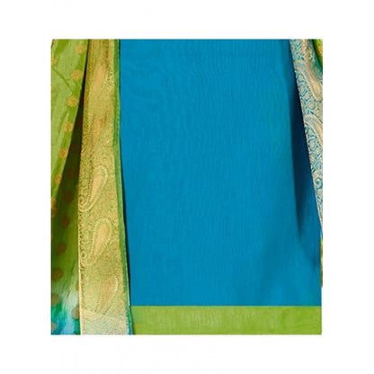 Generic Women's Slub Cotton Unstitched Salwar-Suit Material With Dupatta (Sky Blue, 2 Mtr)