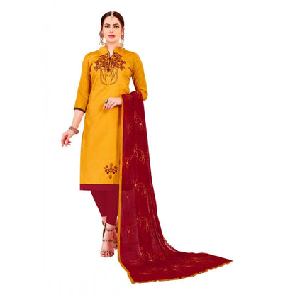 Generic Women's Glaze Cotton Unstitched Salwar-Suit Material With Dupatta (Yellow, 2 Mtr)