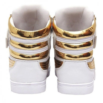 Generic Men's White,Gold Color Synthetic Material Casual Sneakers