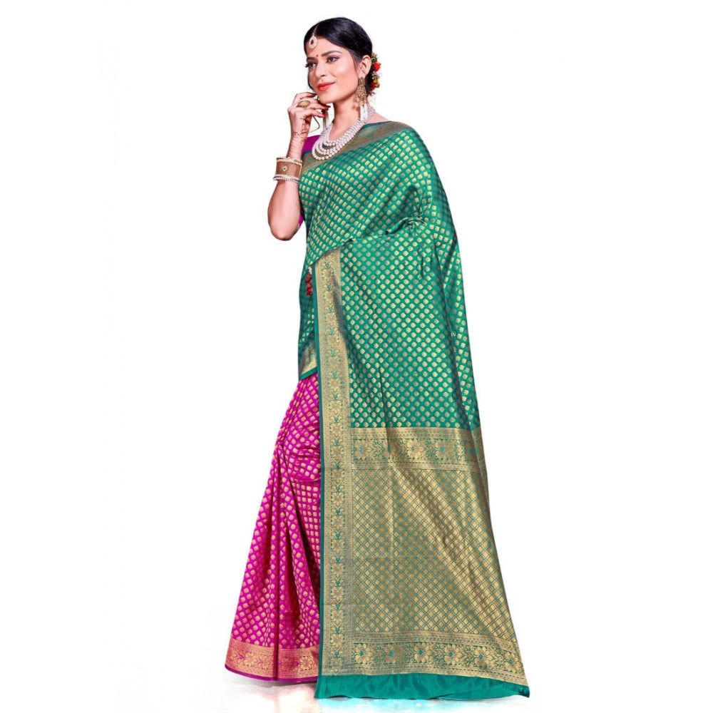 Generic Women's Banarasi silk Saree with Blouse (Multi, 5-6mtr)