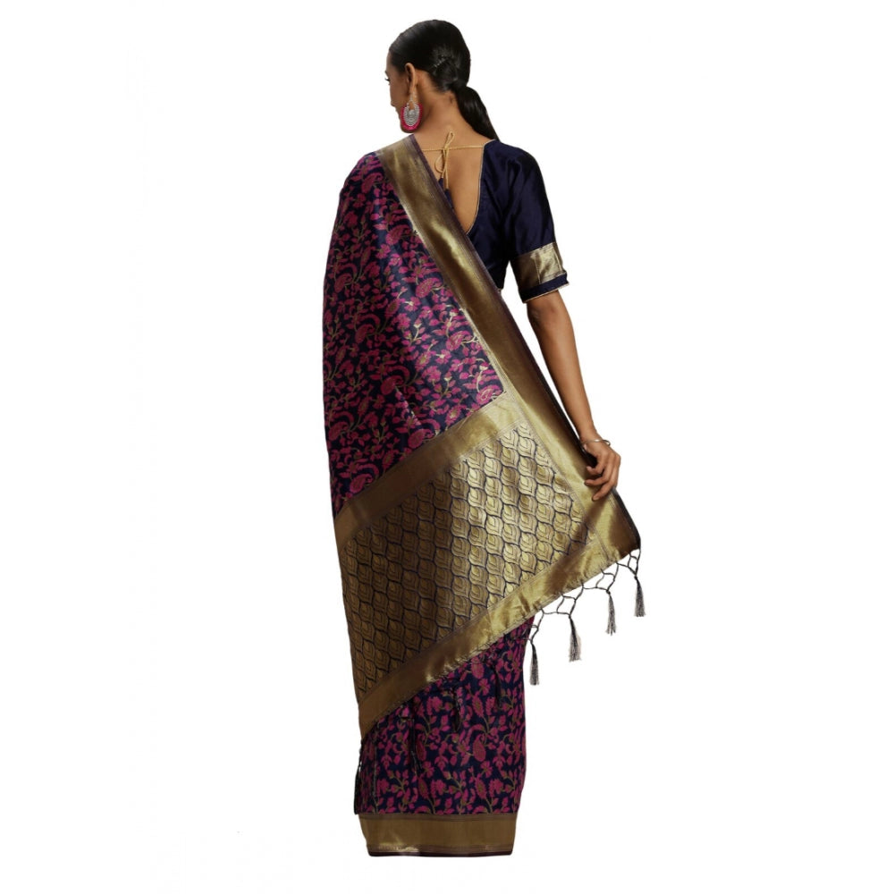 Generic Women's Banarasi silk Saree with Blouse (Multi, 5-6mtr)