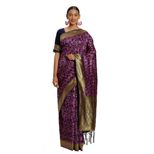 Generic Women's Banarasi silk Saree with Blouse (Multi, 5-6mtr)