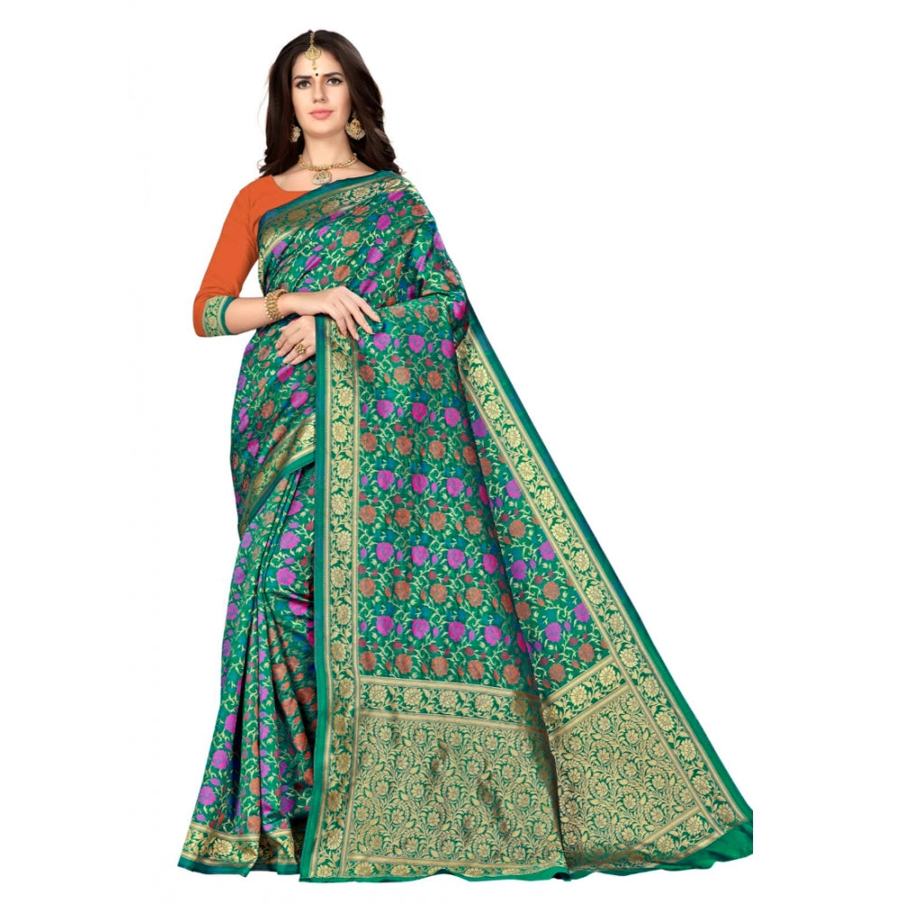 Generic Women's Banarasi silk Saree with Blouse (Multi, 5-6mtr)