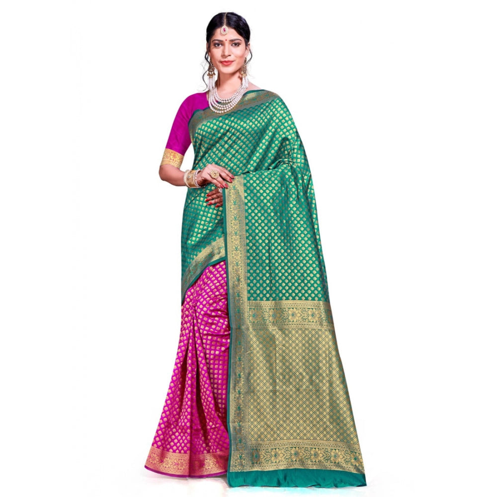 Generic Women's Banarasi silk Saree with Blouse (Multi, 5-6mtr)