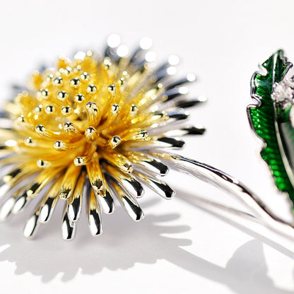 Top Quality Copper Zircon Dandelion Brooch