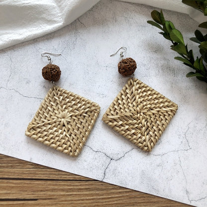 Vintage Forest Grass And Rattan Woven Handmade Earrings