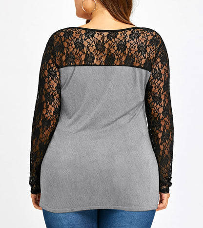 Lace Stitching Long-sleeved Bottoming Shirt