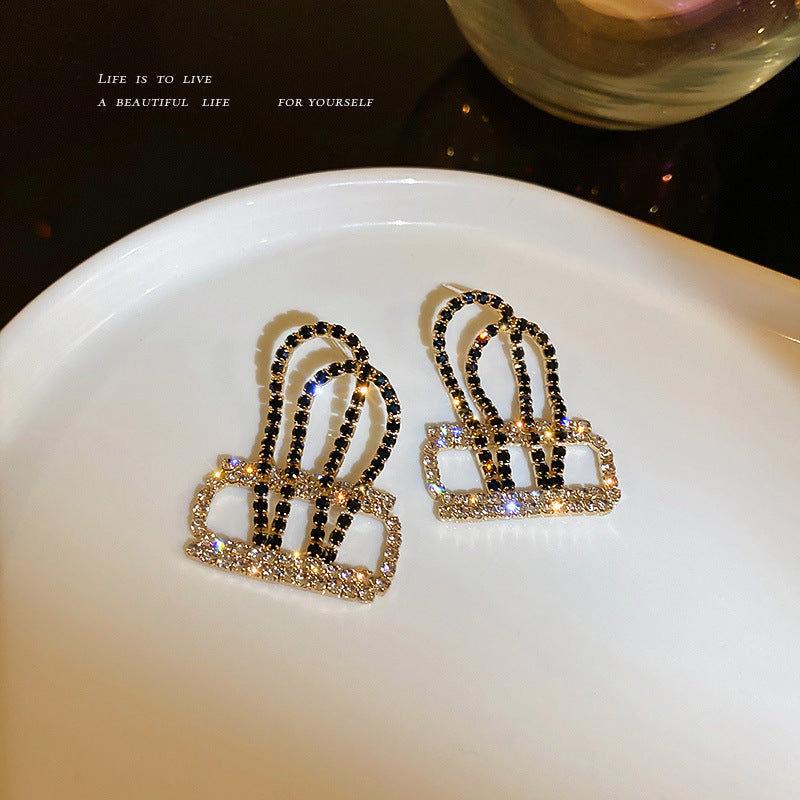 925 Silver Needle Diamond Crown Earrings Europe And America