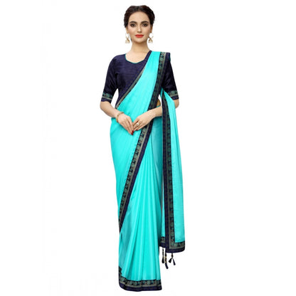 Generic Women's Rangoli Silk Saree with Blouse (SkyBlue,5-6 mtrs)