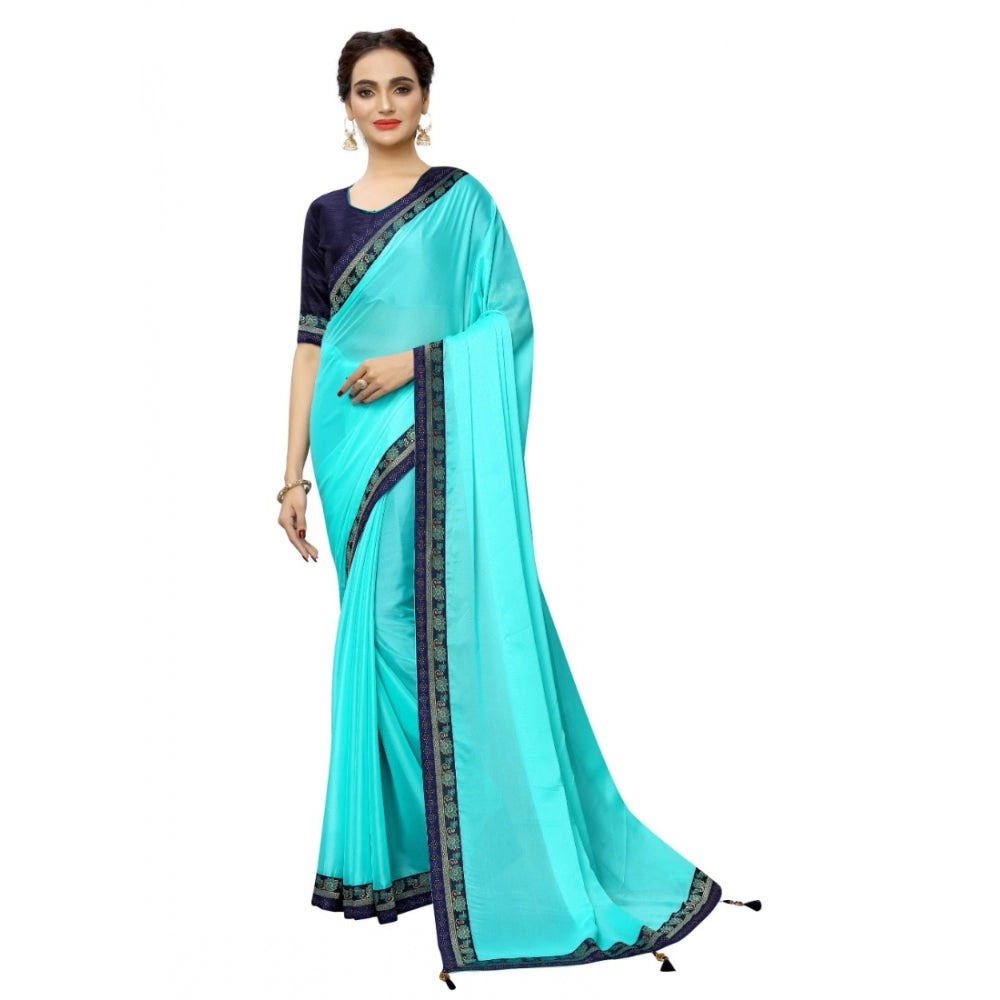 Generic Women's Rangoli Silk Saree with Blouse (SkyBlue,5-6 mtrs)