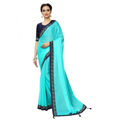 Generic Women's Rangoli Silk Saree with Blouse (SkyBlue,5-6 mtrs)