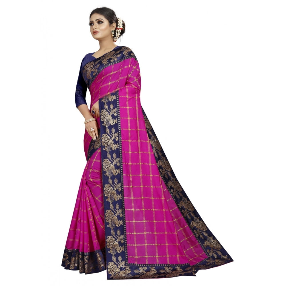 Generic Women's Panetar Silk Saree with Blouse (Pink,5-6 mtrs)