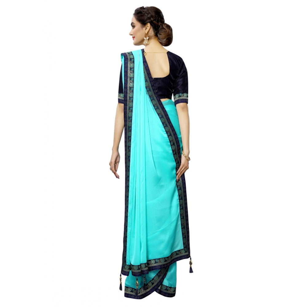 Generic Women's Rangoli Silk Saree with Blouse (SkyBlue,5-6 mtrs)