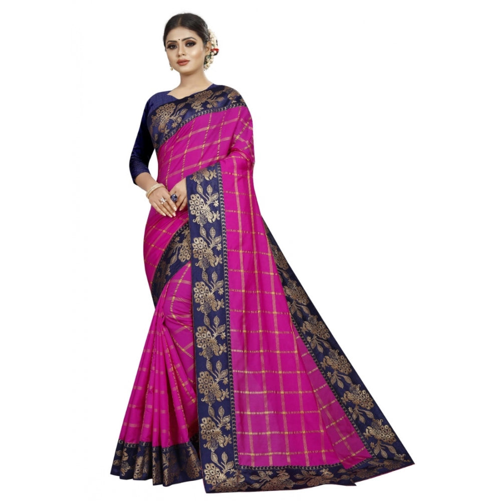 Generic Women's Panetar Silk Saree with Blouse (Pink,5-6 mtrs)