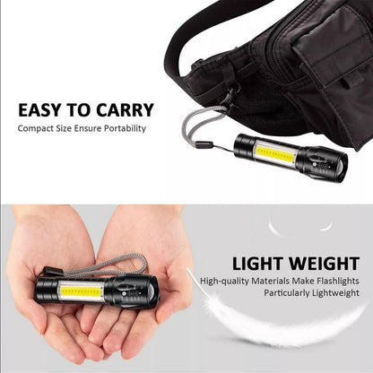 Mini USB Rechargeable Torch Light Super Bright Pocket Mini Zoom COB USB Charging Torch Led Flashlight Waterproof Torch Lights Torch Light with 3 Modes Adjustable PRODUCT CODE(OS0008484)