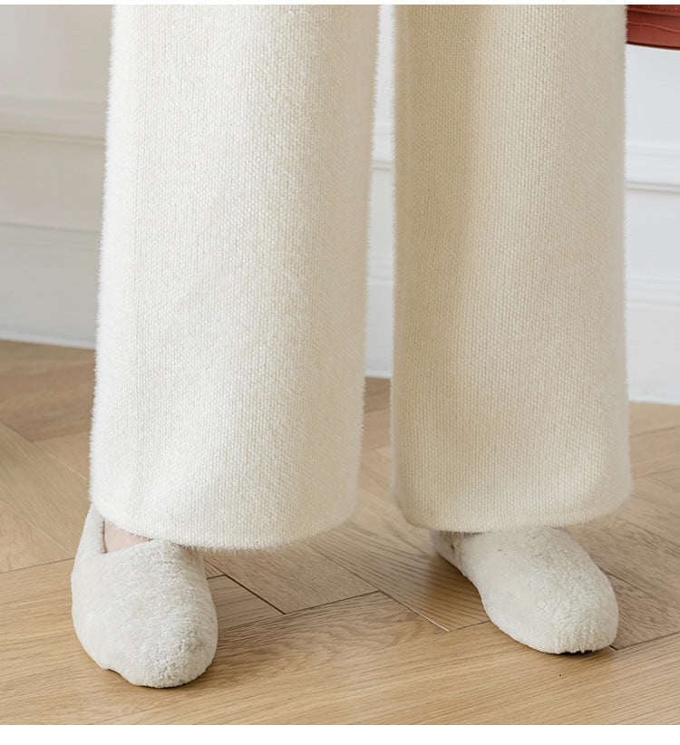 Mink Fleece Wide-leg Pants Thickened Casual Drape Knit